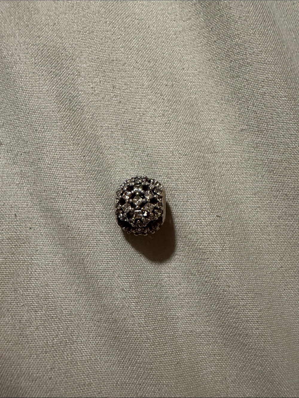 Pandora Sterling Silver Pave Crystal Bead Charm in Silver